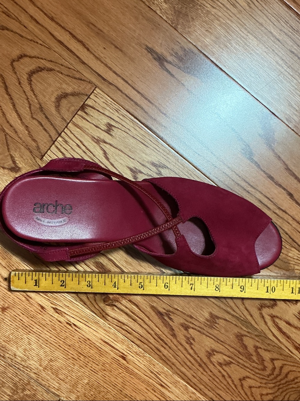 Arche Women's Berry Red Suede Slingback Sandals - Picture 6 of 9